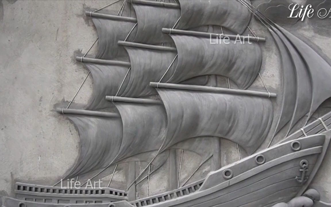 【一帆风顺】如何用水泥制作大型帆船浮雕