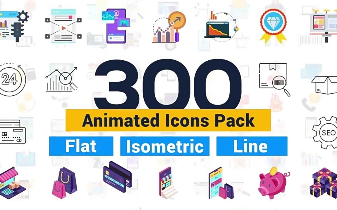 300个数字营销MG动画图标包AE模板300 Icons Pack  Digital Marketing  VFX资源网哔哩哔哩bilibili