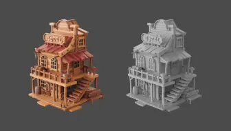 【3dmax建模】卡通小木屋模型制作，适合新手学习的3dmax场景建模教学！