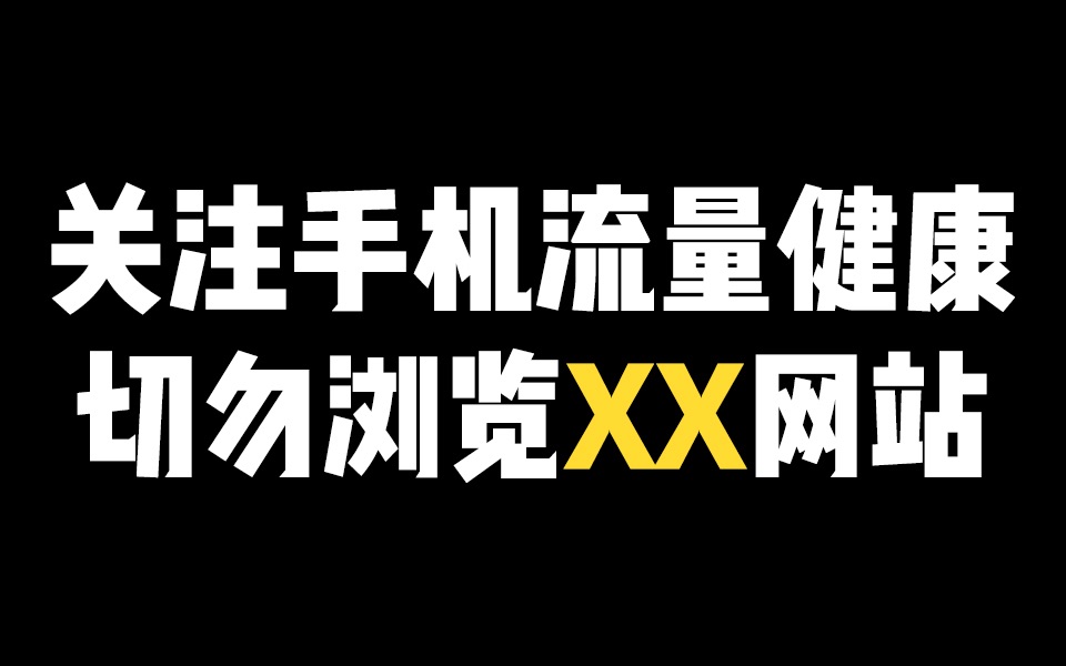 《关注手机流量健康,切勿浏览XX网站》哔哩哔哩bilibili