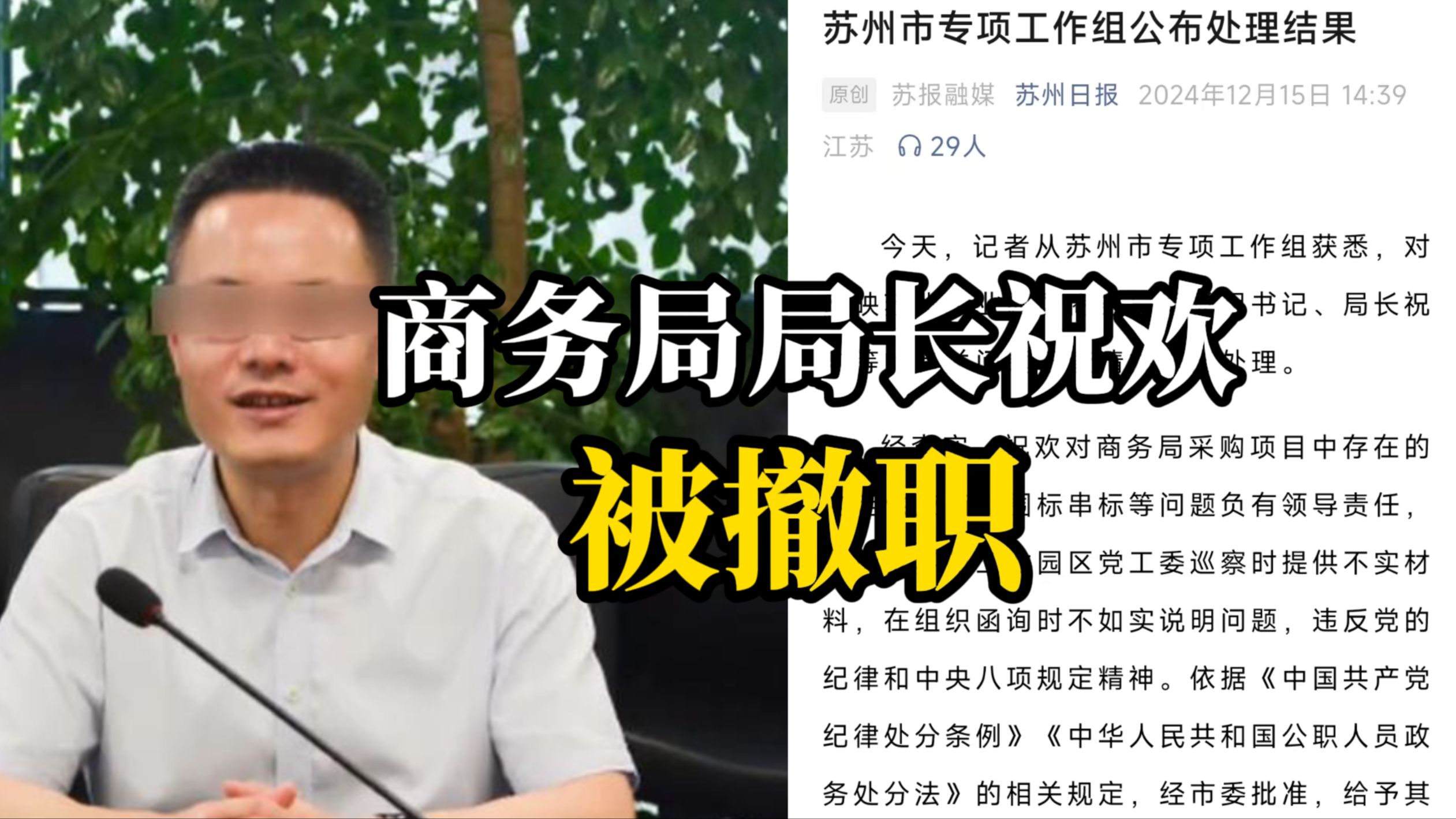 【后续】清华毕业生举报局长贪腐 苏州通报:涉事局长被撤职,从正处级降为正科级哔哩哔哩bilibili