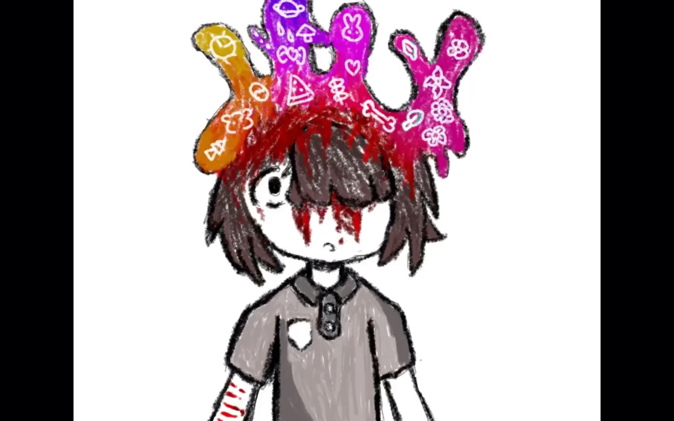 脑浆流出少女 绘画过程