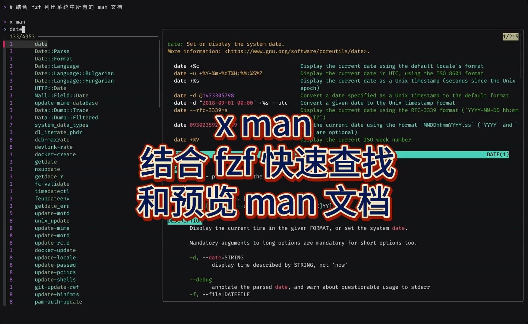 x man  结合 fzf 快速查找和预览 man 文档与 TLDR哔哩哔哩bilibili