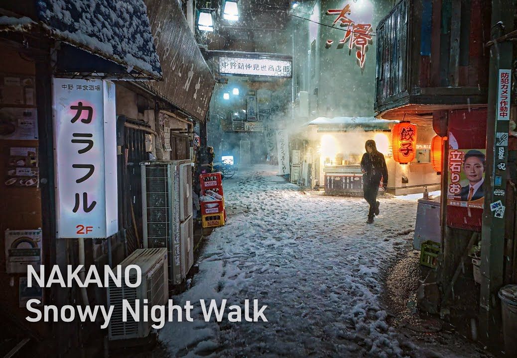 【4khdr】在白雪皑皑的东京夜行 中野到荒谷久前夜间漫步