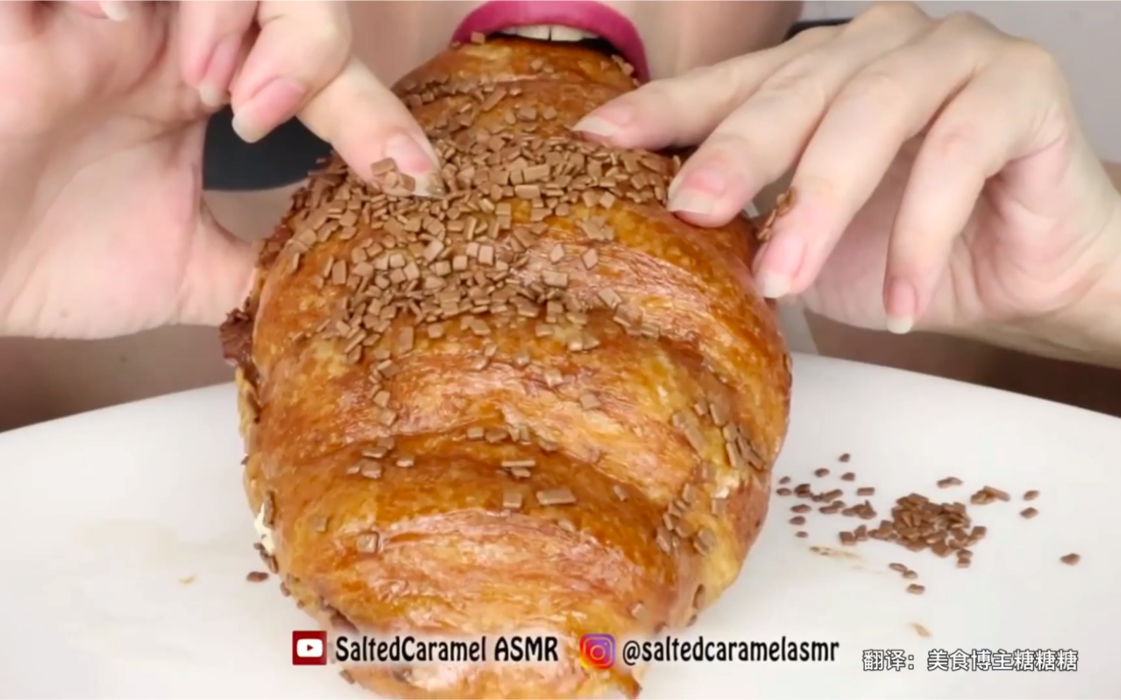 *吃播 中字* salted caramel|一个可颂面包(含1.5和4倍速)咀嚼音食音