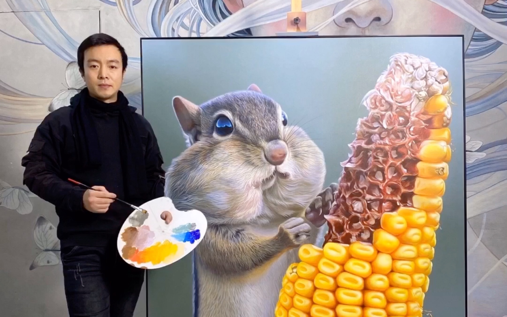 【墙绘】快抓住那只偷吃玉米的松鼠_哔哩哔哩_bilibili