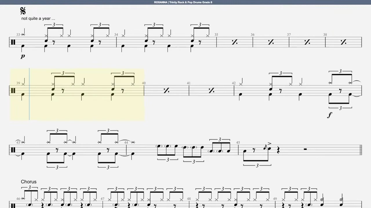 ROSANNA 动态鼓谱 Trinity Rock & Pop Drums Grade 8哔哩哔哩bilibili