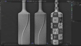 C4D 个性酒瓶硬表面建模教程（中英文字幕）