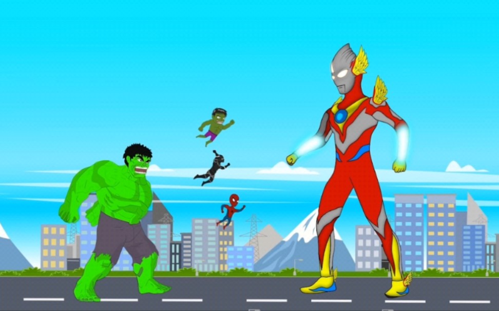 奥特曼被人控制开始破坏城市,绿巨人大战奥特曼