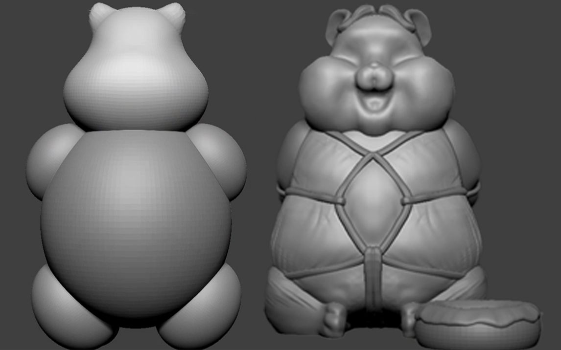 zbrush角色建模適合新手練習的小動物手辦雕刻案例零基礎角色建模教程