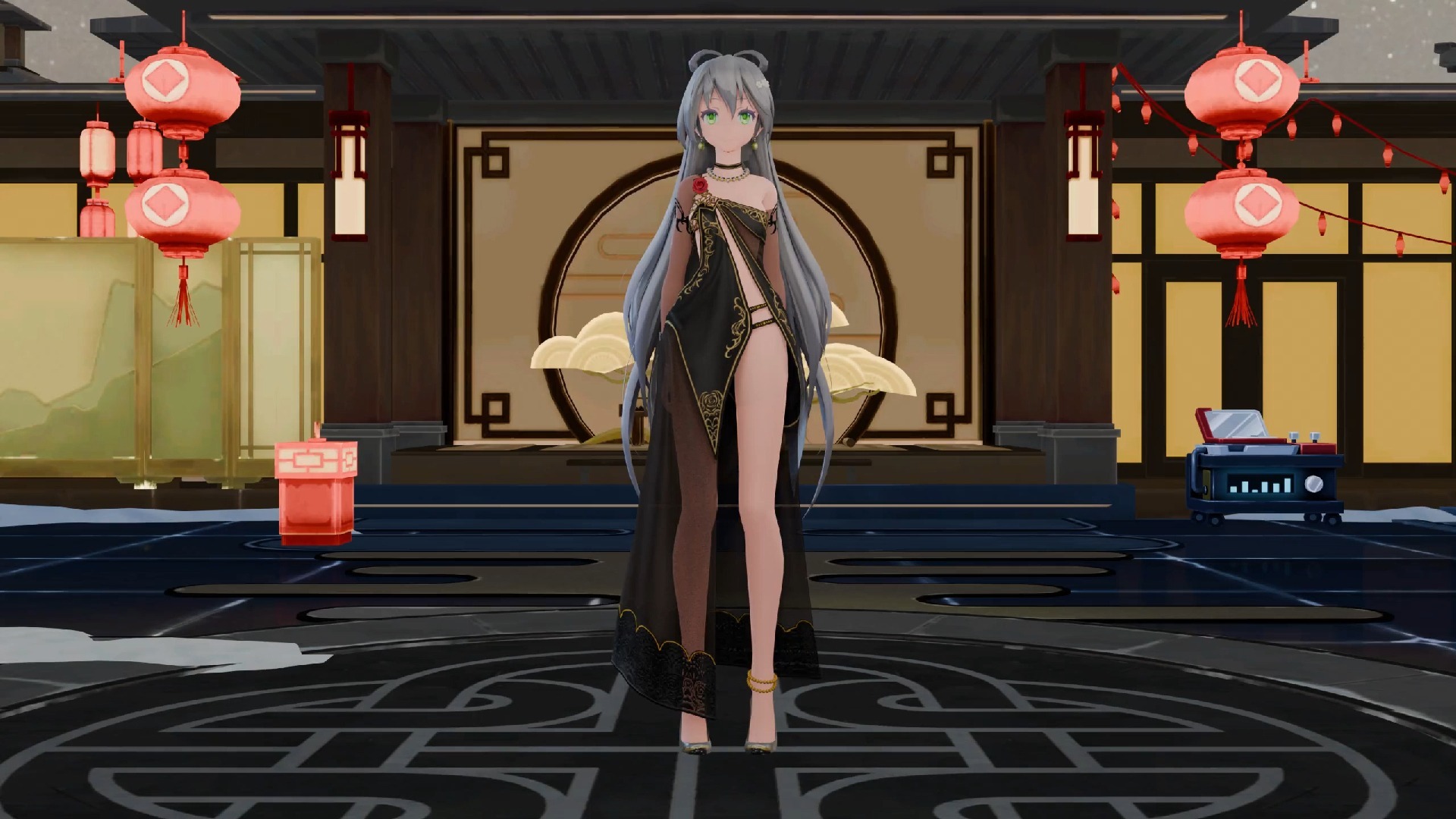 旗袍洛天依 mmd 红马