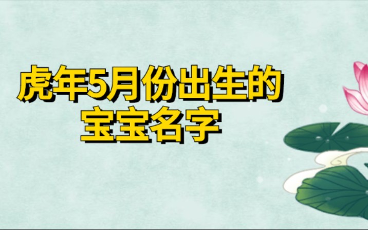 虎年5月份出生的宝宝名字,个个雅致悦耳、风采过人哔哩哔哩bilibili