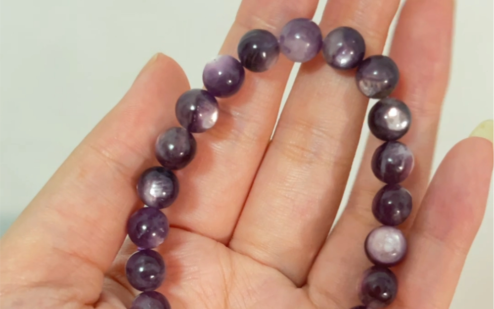 紫锂云母手串卡8多
