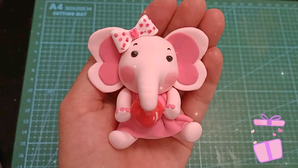 可可爱爱的粘土粉红小象做法