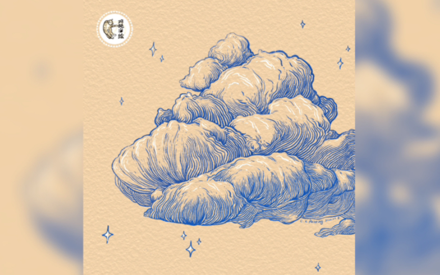 【procreate】模仿版画的排线画云朵