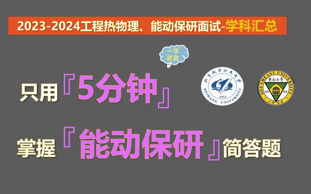 【20232024工程热物理、能动专业保研夏令营学科汇总】工程热物理、能动专业本科知识汇总(学科版)哔哩哔哩bilibili