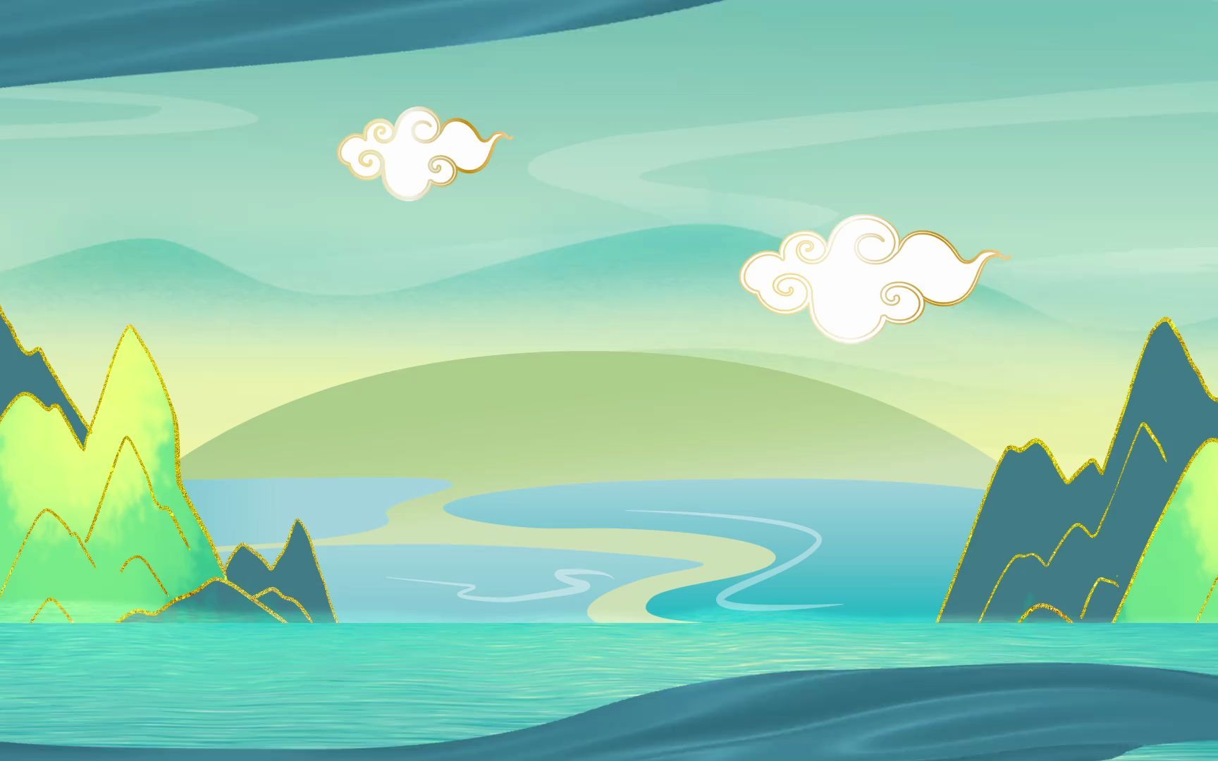 中国风山水诗朗诵背景视频ae模板