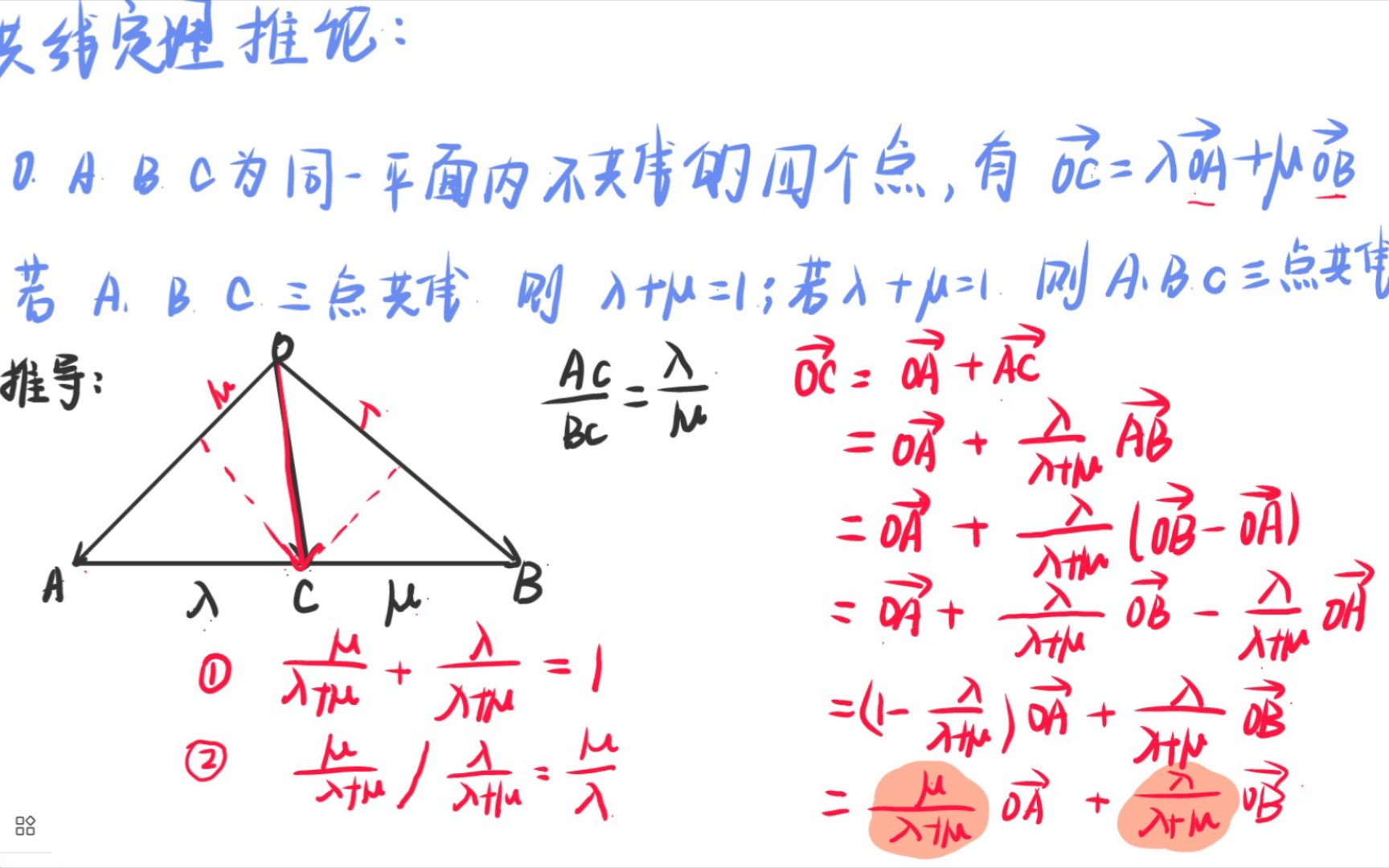 平面向量共线定理推论,超级好用,秒杀选择填空哔哩哔哩bilibili