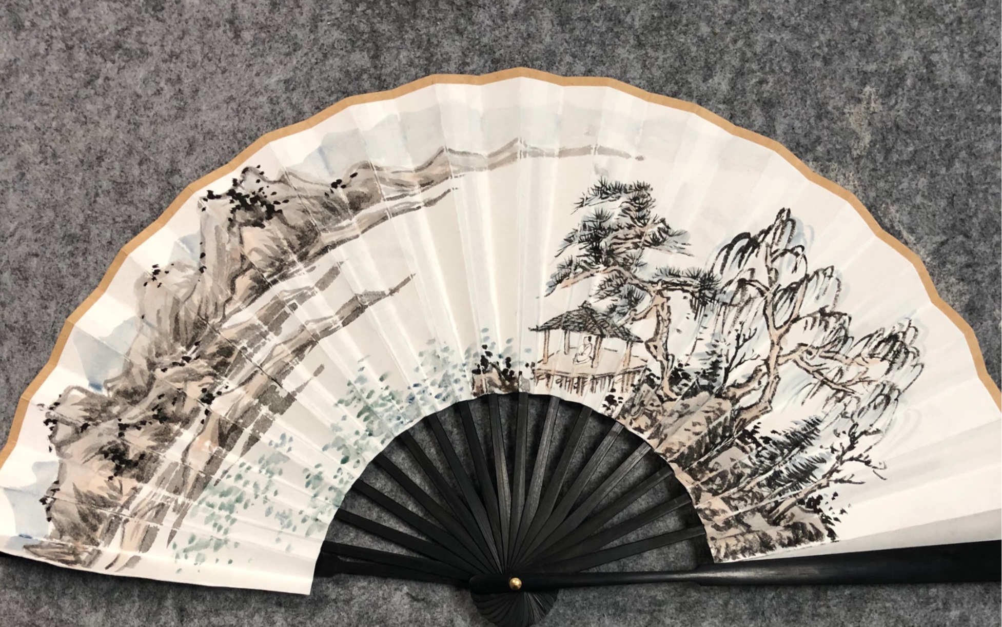 中国美术学院研究生示范折扇山水画