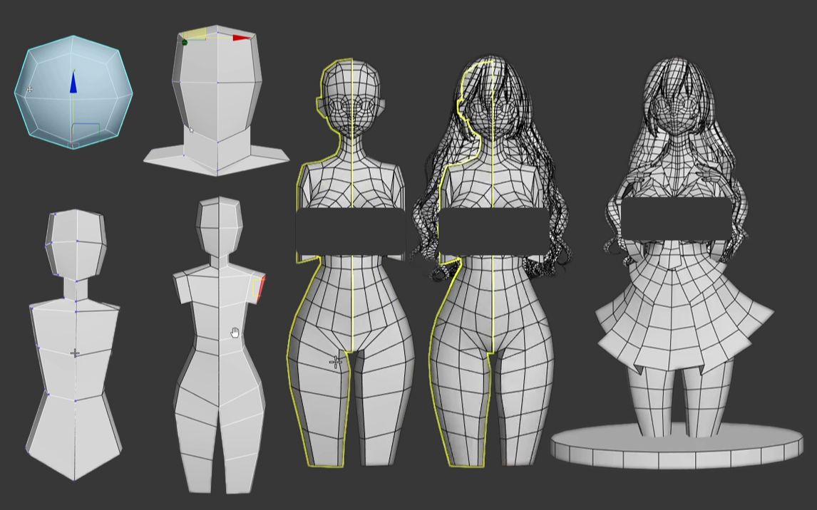3dmax人物角色建模教程手把手教学新手制作二次元老婆看完直呼秀