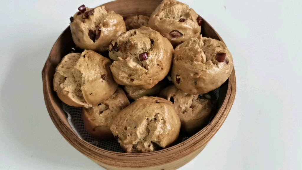 红糖红枣开花馒头,自然开花不用刀切