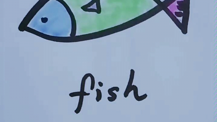 一年级英语单词拼读发音读音简笔画音标鱼fish宝宝早教幼教