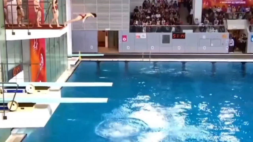 跳水队表演集体下饺子