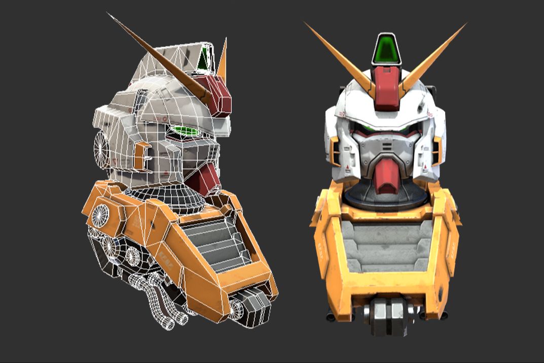 【3dmax高达建模】机动战士高达头部制作教程,3dmax新手建模案例教学