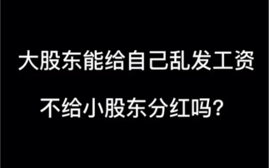 大股东能给自己乱发工资不给小股东分红吗哔哩哔哩bilibili