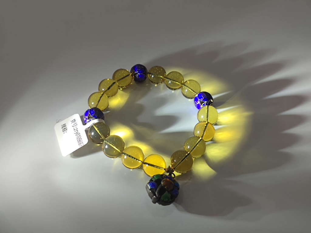 高净水蓝珀手串,925银烧蓝工艺配青金石配珠,妥妥民族风,尺寸:11.4mm