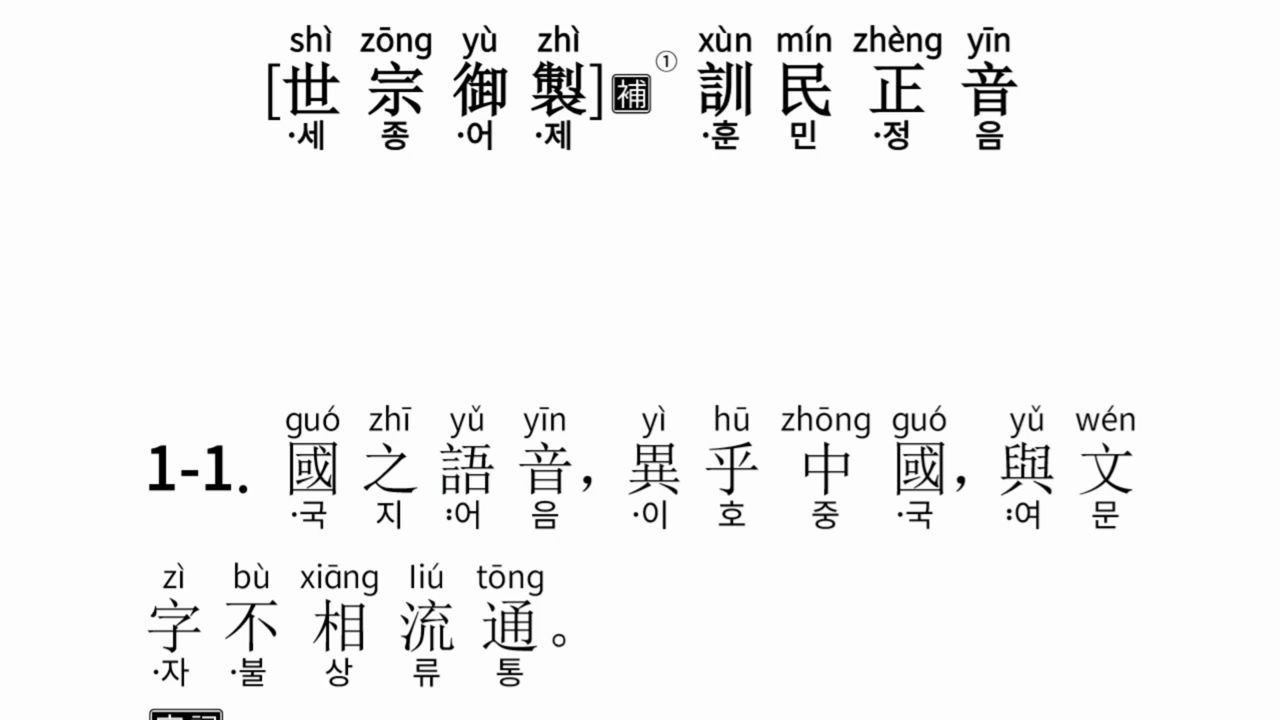 《训民正音》本文读解中国语朗读哔哩哔哩bilibili