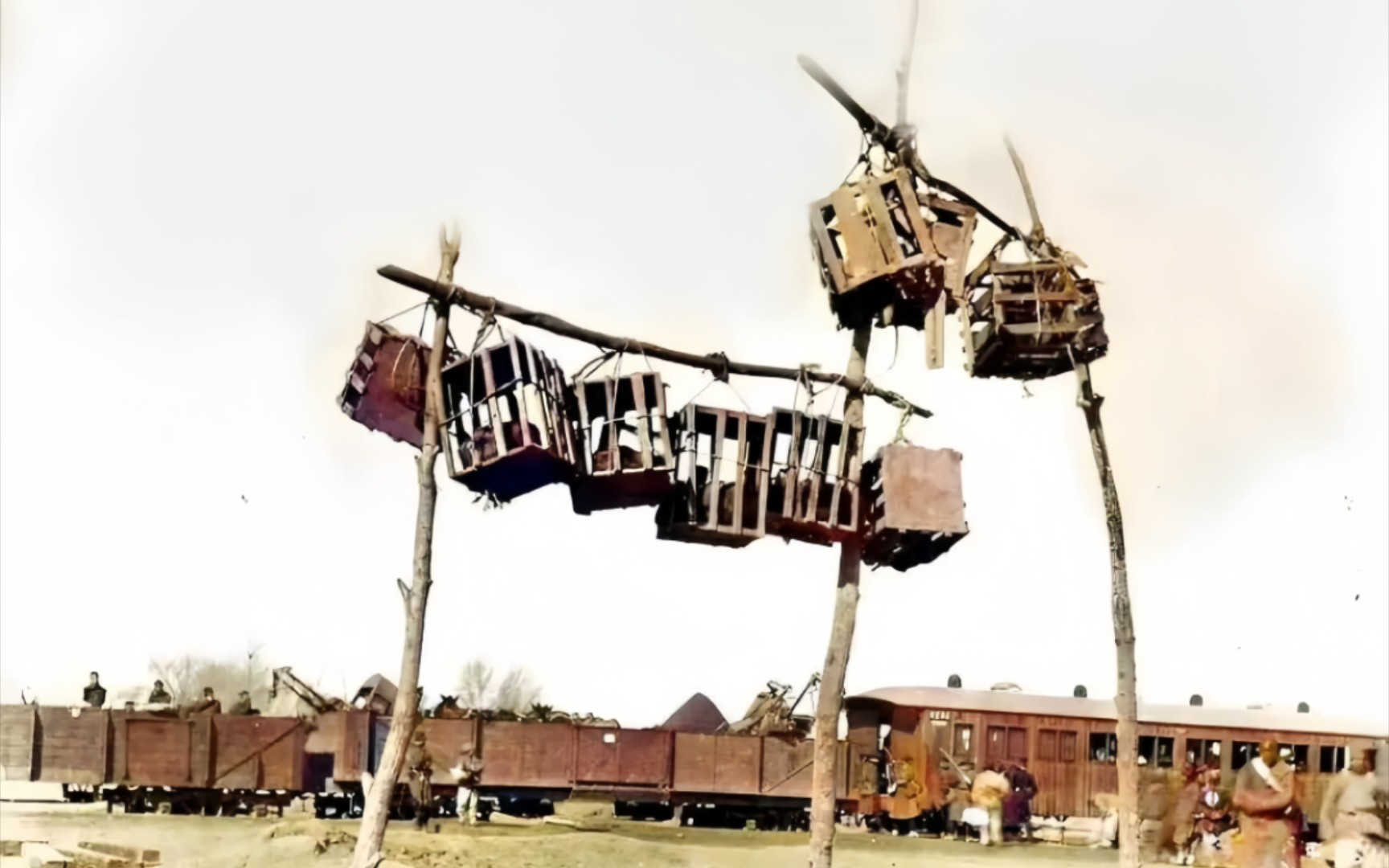 1906年，犯人被处决，头颅被挂在杆上，路过行人已司空见惯