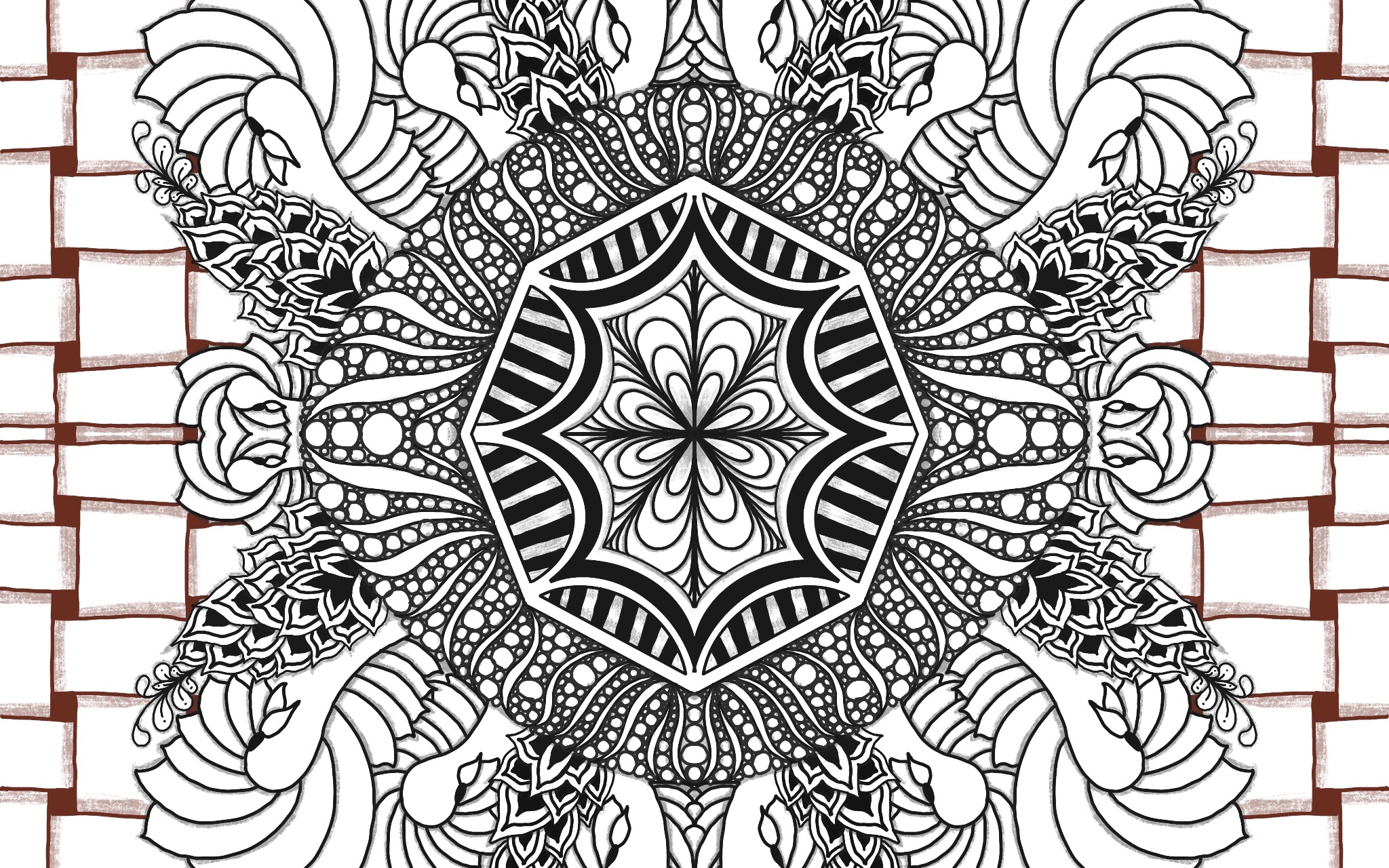 活动作品ipad绘画简单元素重复过程解压禅绕画zentangle