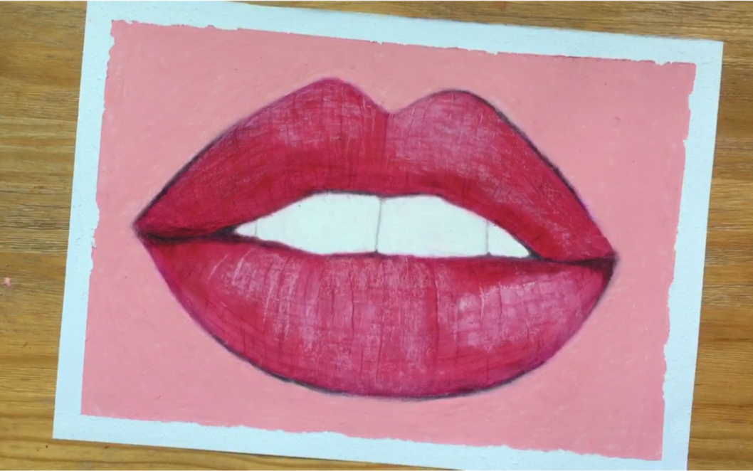 【烤魔梨】手绘  怎么用油画棒画写实风嘴唇?小姐姐的口红色号是什么
