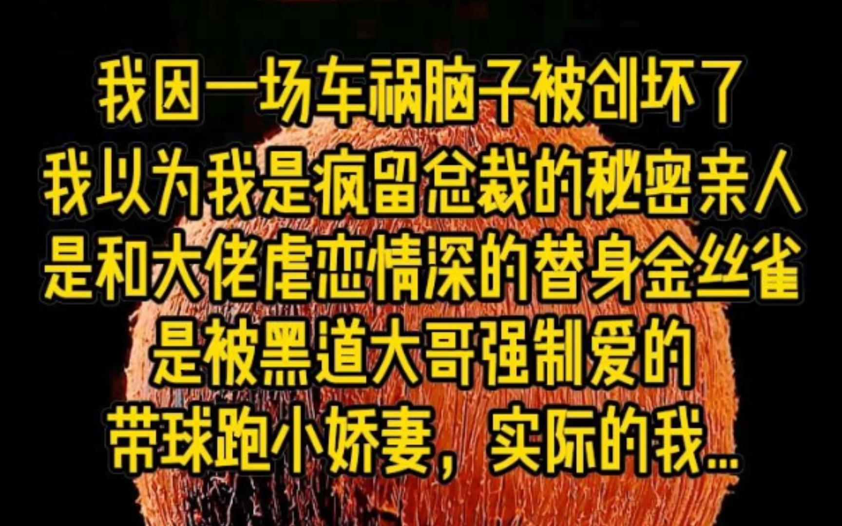 我因一场车祸脑子被创坏了,我以为我是疯留总裁的秘密亲人,是喝大佬虐恋情深的替身金丝雀,是被黑道大哥强制@的带球跑小娇妻,实际的我是...哔哩...