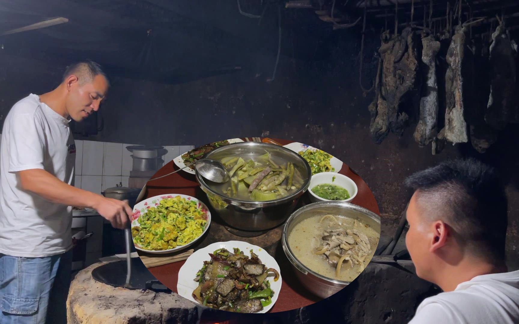 刚到贵州就有地道农家菜吃,腊肉土鸡摆一桌,吃得嘴角流油_哔哩哔哩