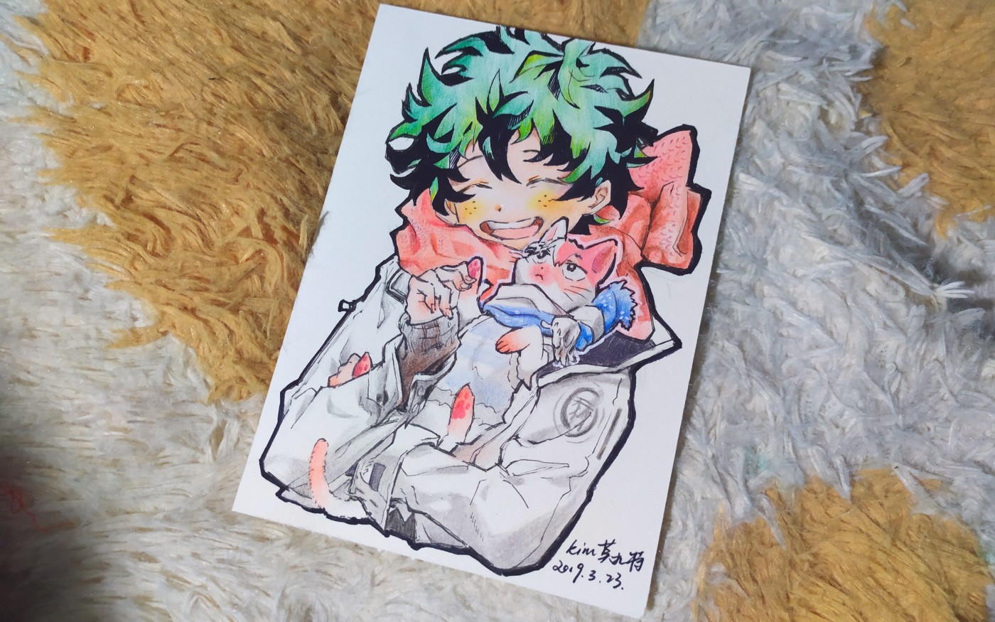 【手绘】是你的小天使_绿谷出久!水彩纸画彩铅是什么感觉?