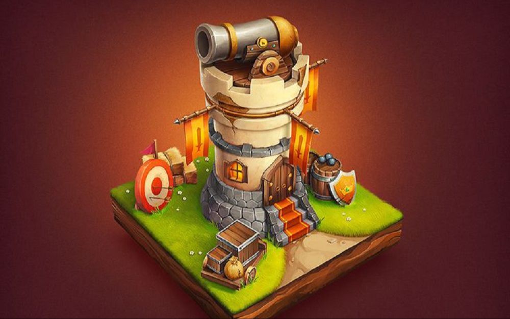 网易大佬小案例演示:游戏场景简单小道具炮台建模教学-3dmax