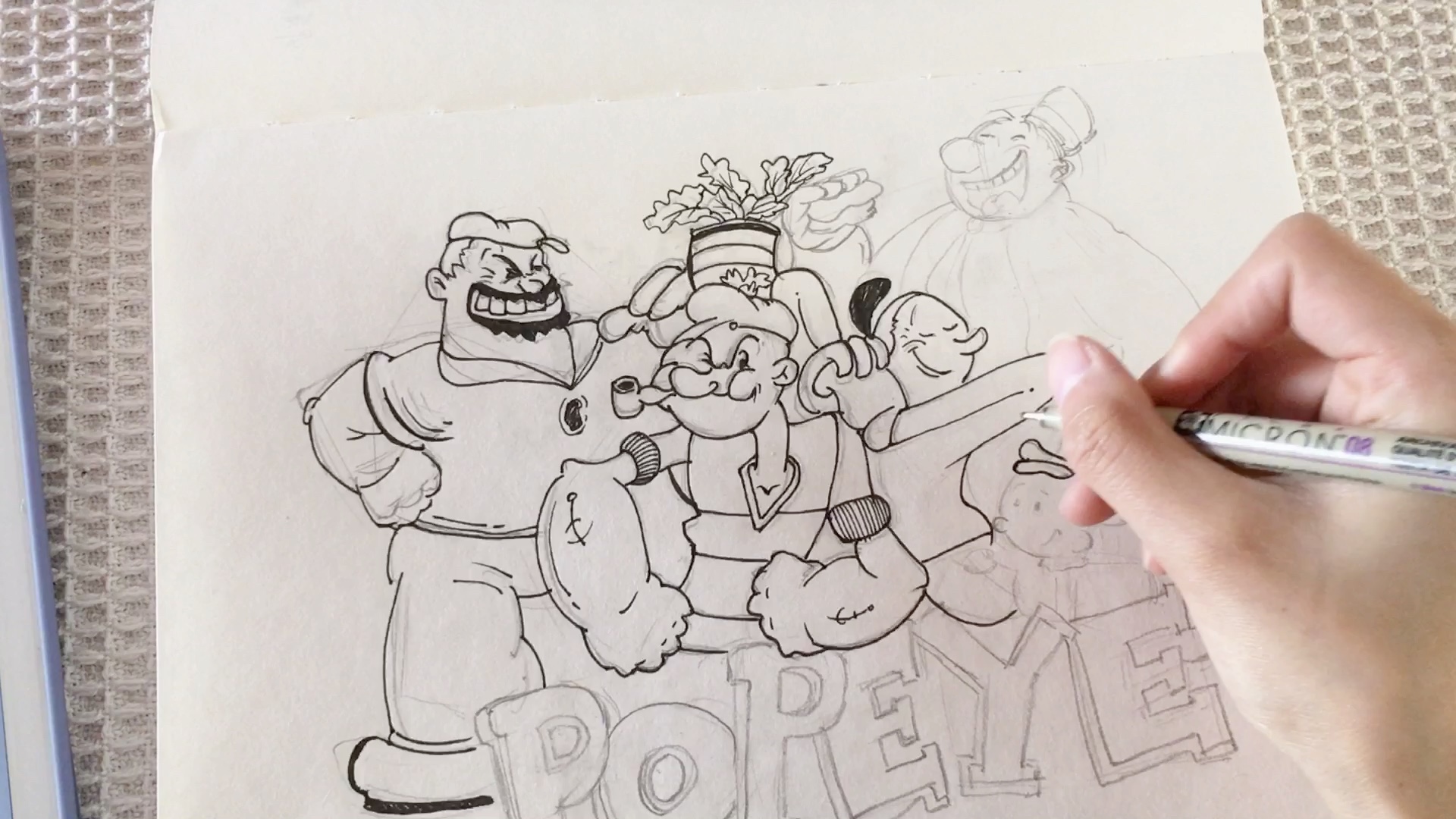 手绘 大力水手绘画过程