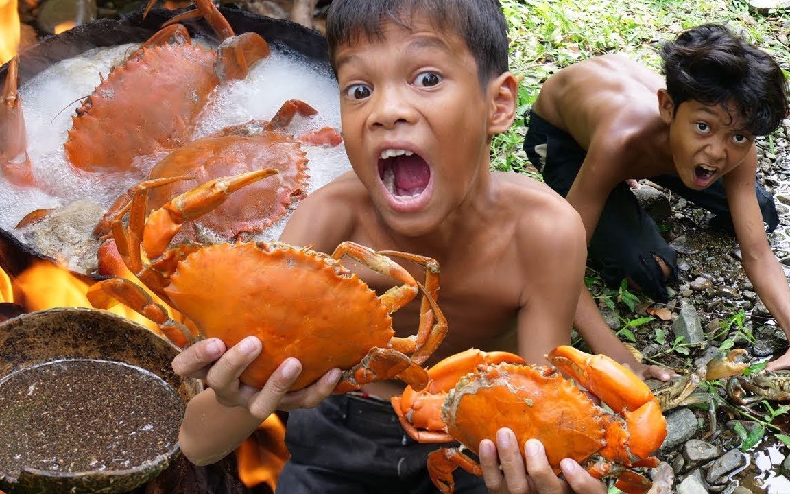 [图]【原始吃播】捕捉&烹饪美味的闸蟹【Primitive Boy】