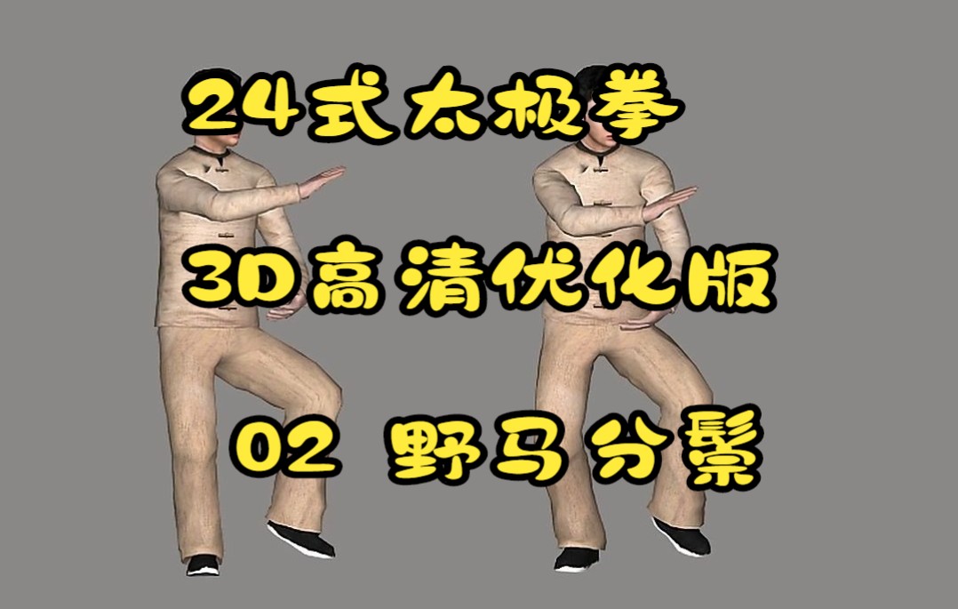 [图]24式太极拳3D高清优化版-02野马分鬃