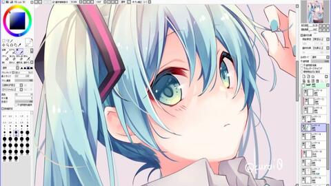 初音ミク描いてみた イラストメイキング 哔哩哔哩 Bilibili