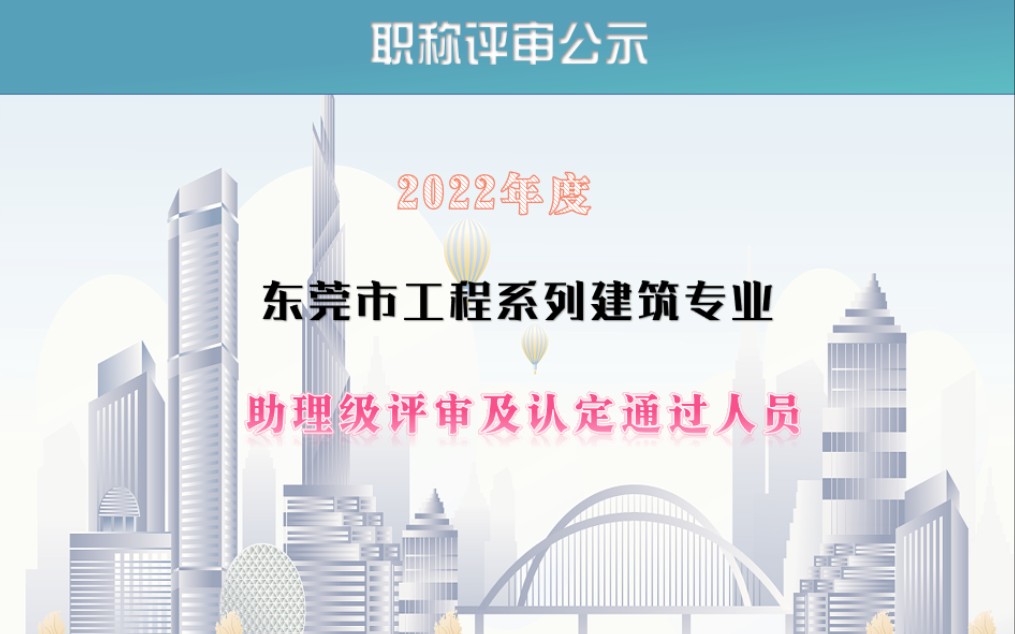 2022年度东莞市建筑专业助理工程师职称评审结果.职称评审建筑工程领域分别为:建筑设计、建筑施工、建筑管理和建筑材料等四个专业.申报需符合哪些...