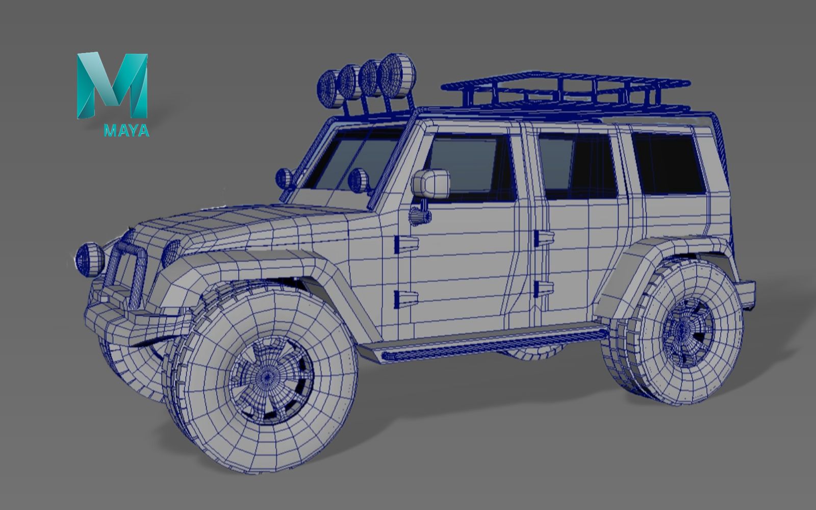 【maya教程】从拉box开始,游戏常见吉普车制作全流程,maya初阶车辆