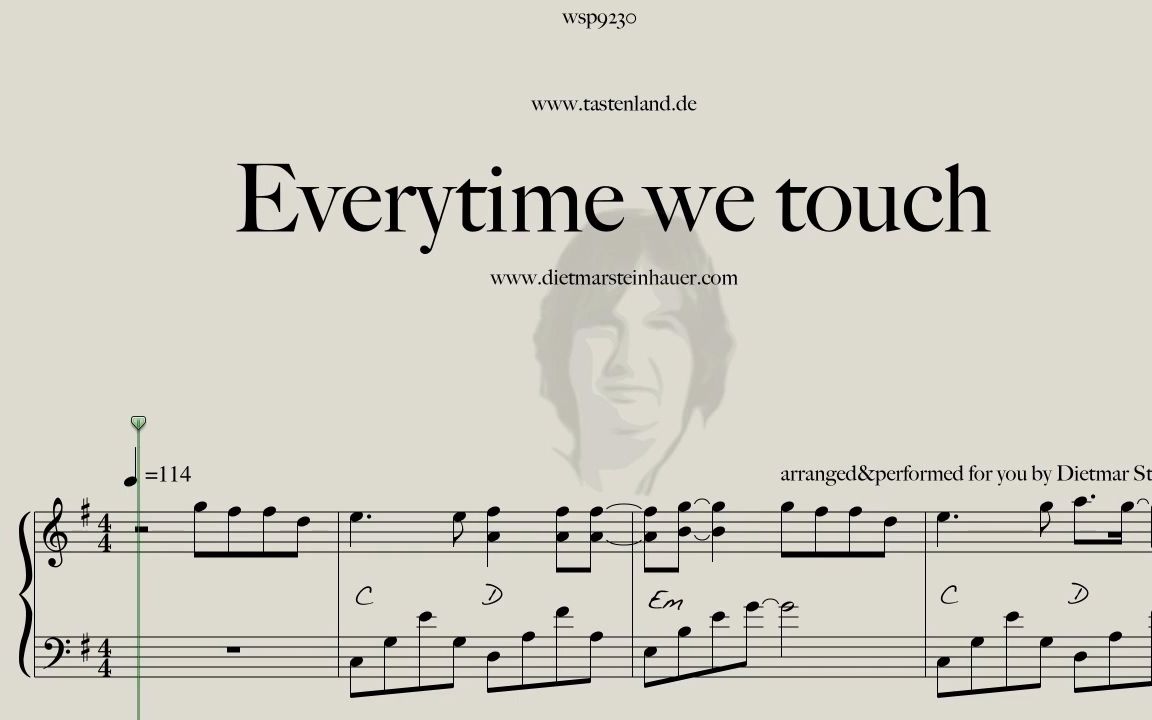 [图]HD西洋经典音乐《Everytime we touch》五线谱视奏模式