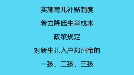 三孩补贴1.5万,郑州全面实施优化生育政策哔哩哔哩bilibili