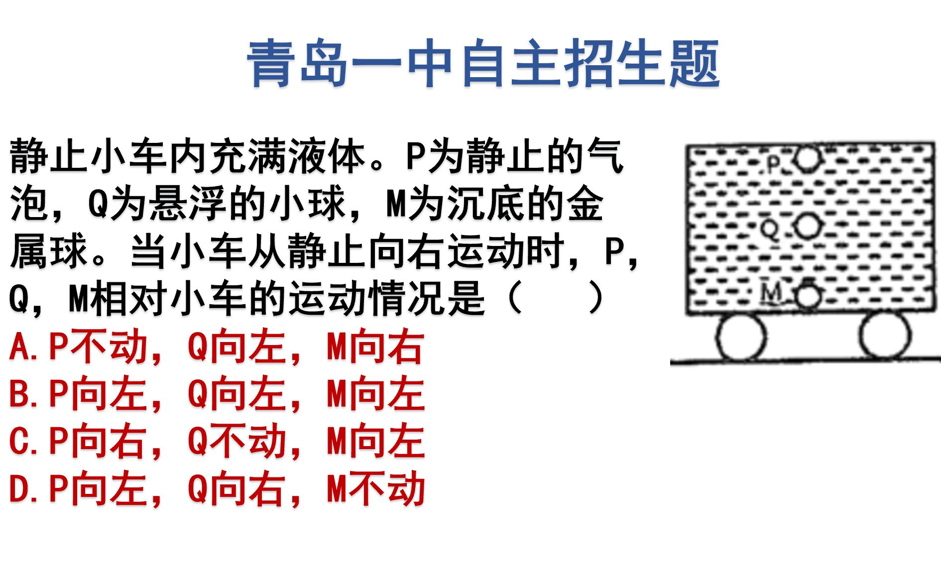 【初中物理】小车突然向右移动时,相对于小车,PQM如何运动?哔哩哔哩bilibili