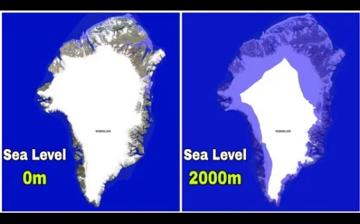 格陵兰岛海拔有多高? 海平面上升可视化哔哩哔哩bilibili