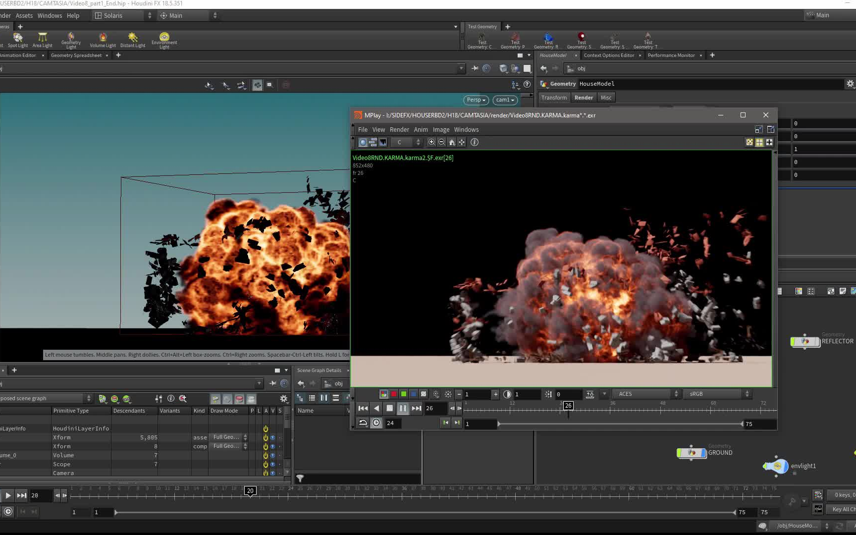 houdini房屋爆炸破碎特效