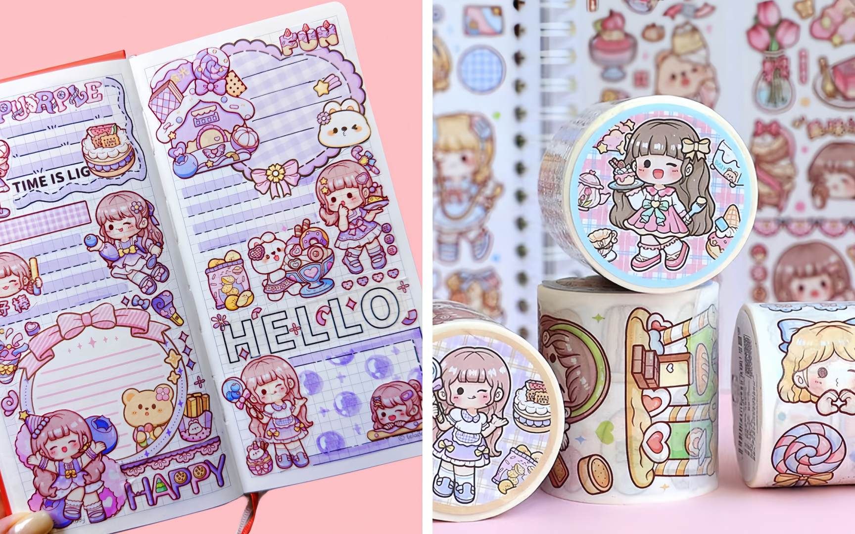 手帐 提拉多 多多酱 芋泥甜甜圈贴纸日记 手帐拼贴排版 声控 白噪音